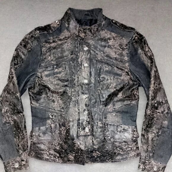 H-D Black Leather Denim Jacket Sexy Moto Biker Riding Women's Medium Harley - Picture 3 of 16